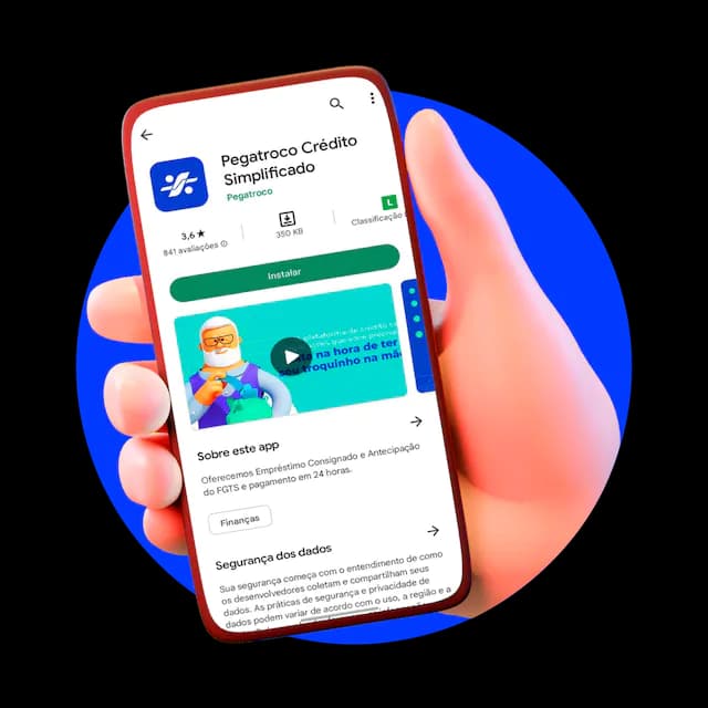 Celular mostrando o app da pegatroco
